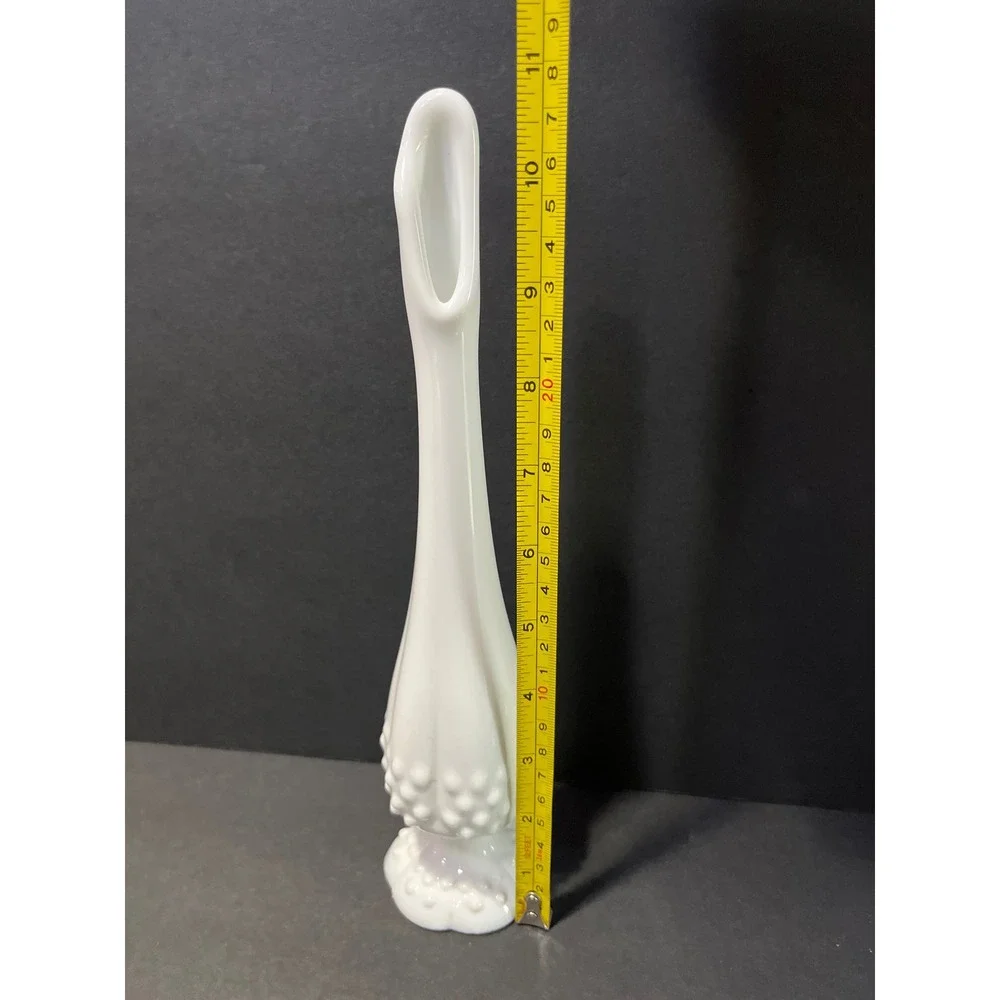 Vintage Fenton Milk Glass Hobnail Bud Vase White Footed 11 In Mid Century Decor